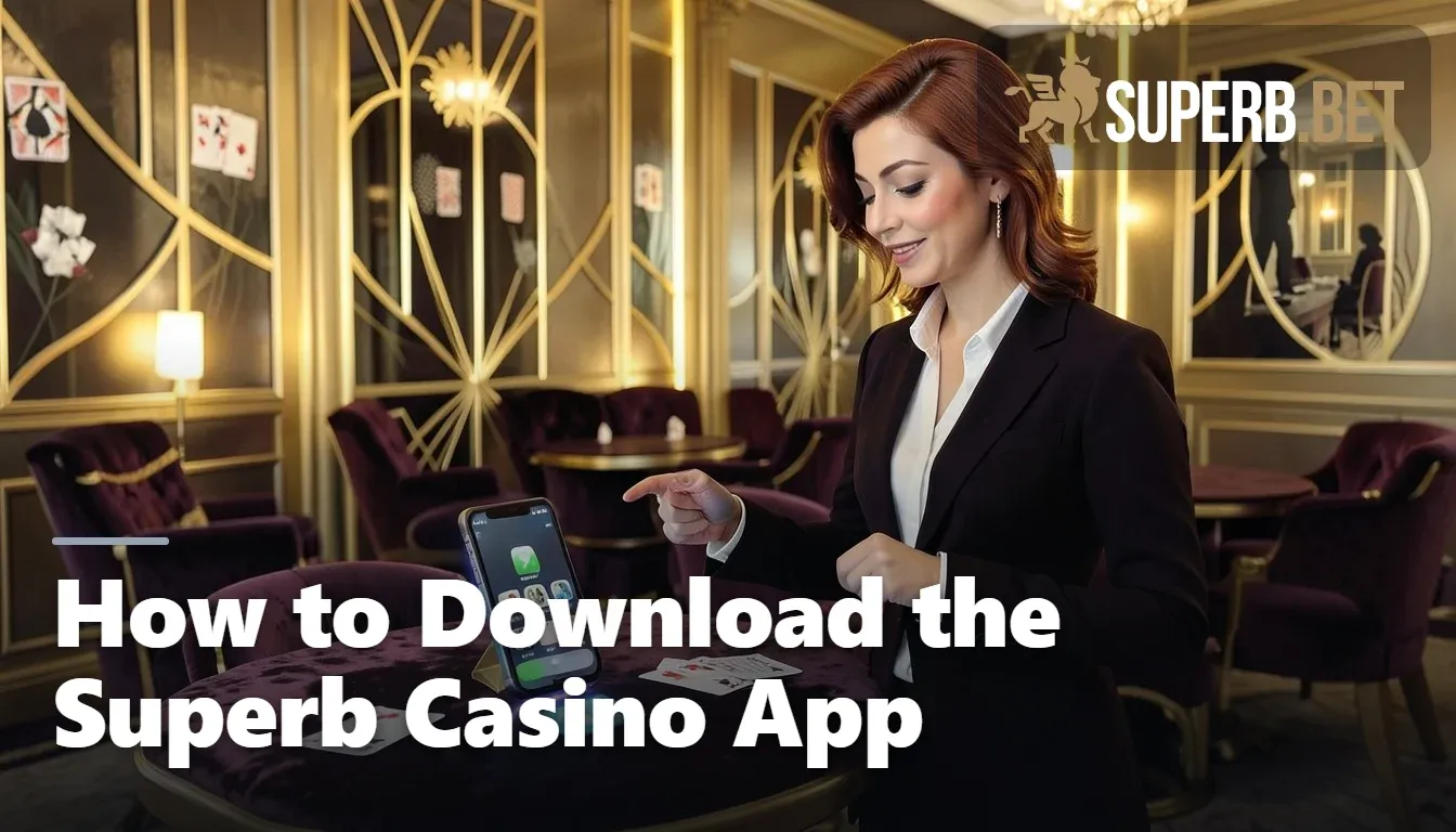 Superb Casino mobile casino interface on smartphone showing game lobby and cashier